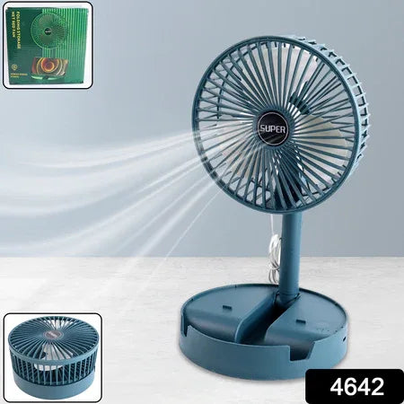 4642 Telescopic Electric Desktop Fan Height Adjustable Foldable Portable For Travelcarry Silent Table Top Personal Fan For Bedside Office Table (Battery Not Include) - Zidbik