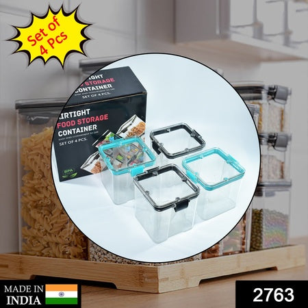 2763 4pc Square Container 700ml Used For Storing Types Of Food Stuffs And Items. - Zidbik