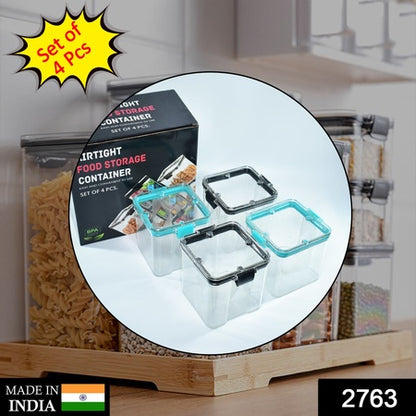 2763 4pc Square Container 700ml Used For Storing Types Of Food Stuffs And Items. - Zidbik