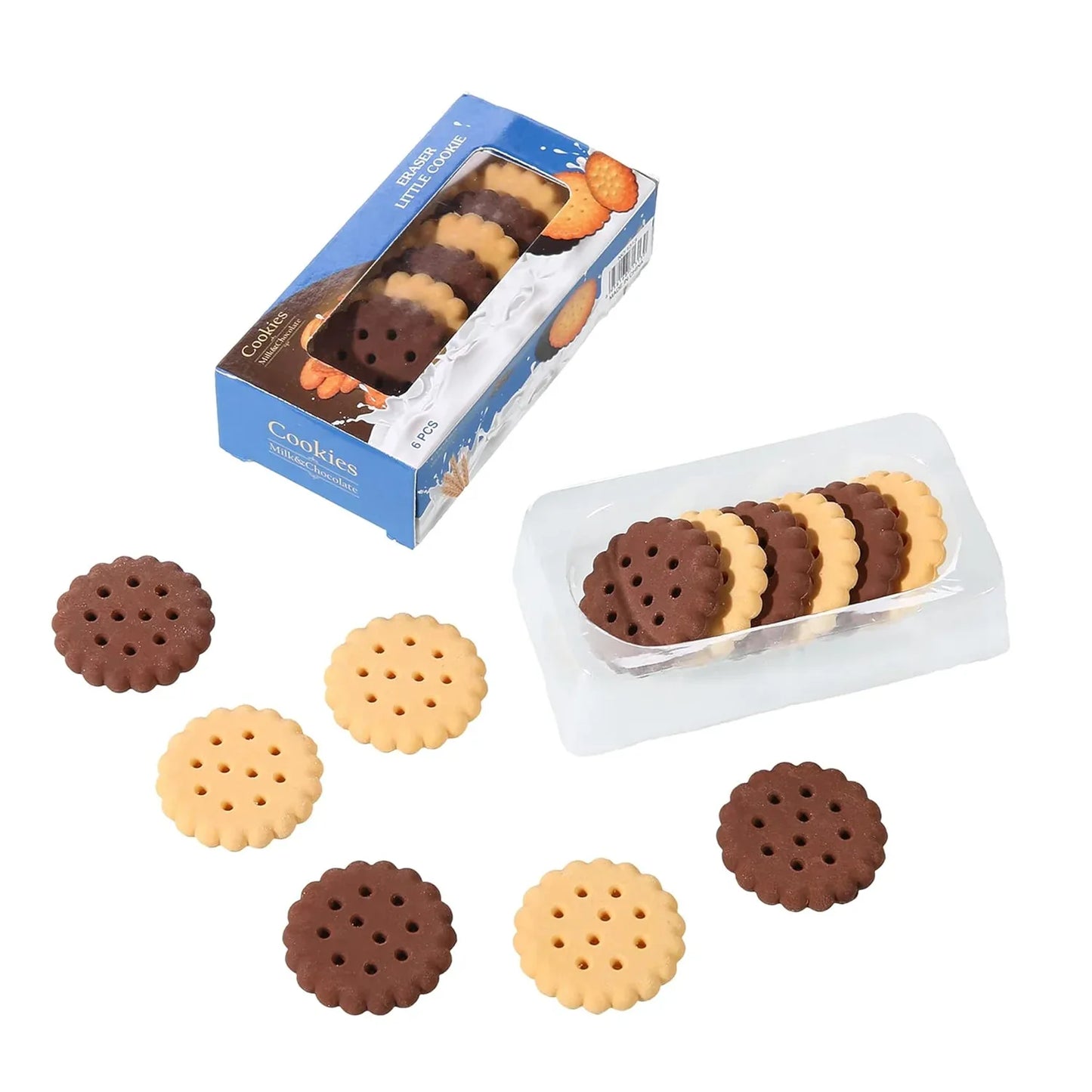 8833 Pack Of 6 Erasers Erasers Stationery School Rubber Schools Sketches Office Sign Kid Party Favour Gift Toy Gift Creative Christmas Birthday Gift In Shape Biscuits (6 Pcs Set) - Zidbik