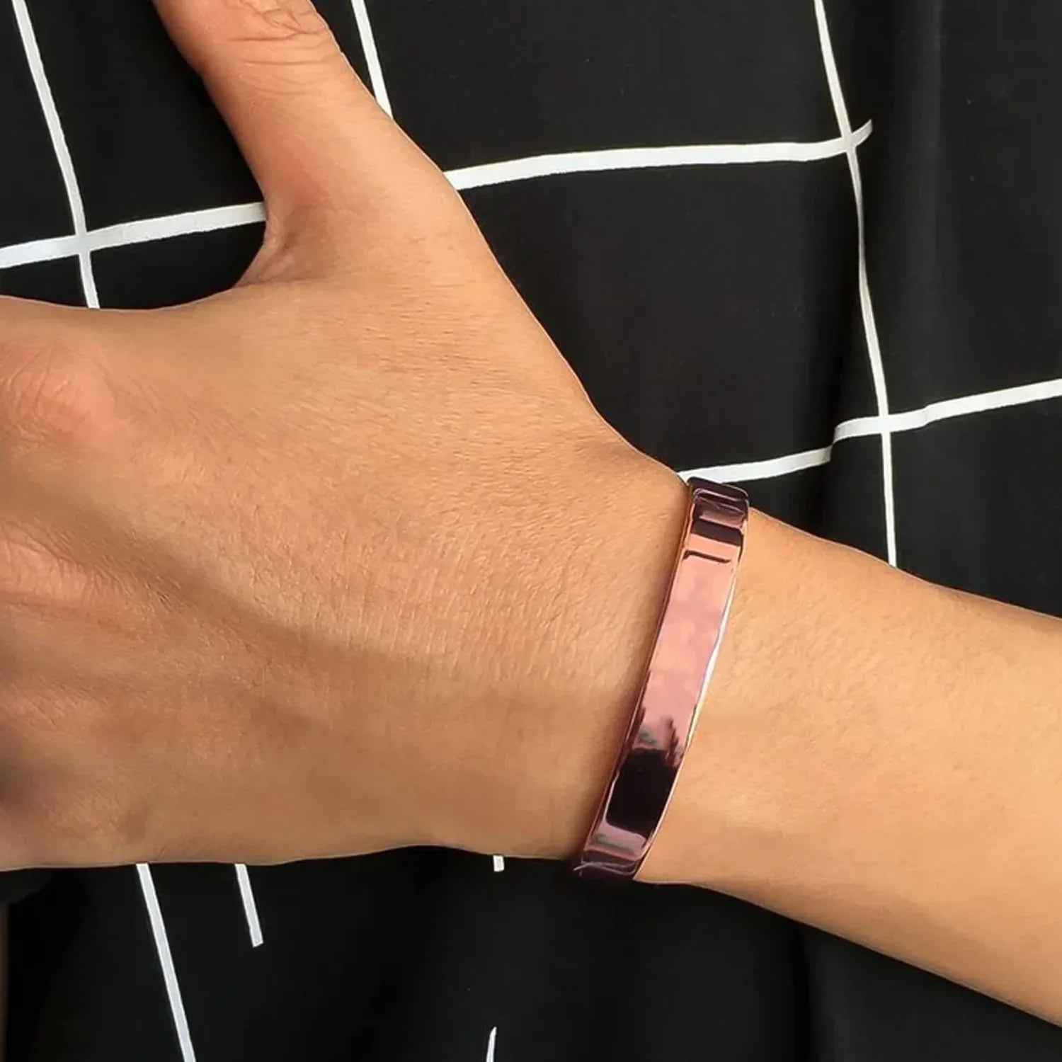 Elegant Rose Gold-plated Open Cuff Bracelet Kada (1 Pc) - Zidbik