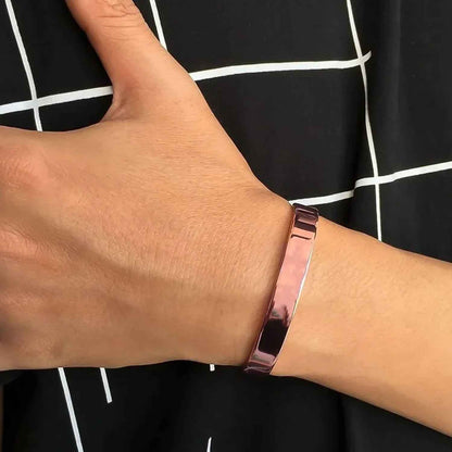 Elegant Rose Gold-plated Open Cuff Bracelet Kada (1 Pc) - Zidbik