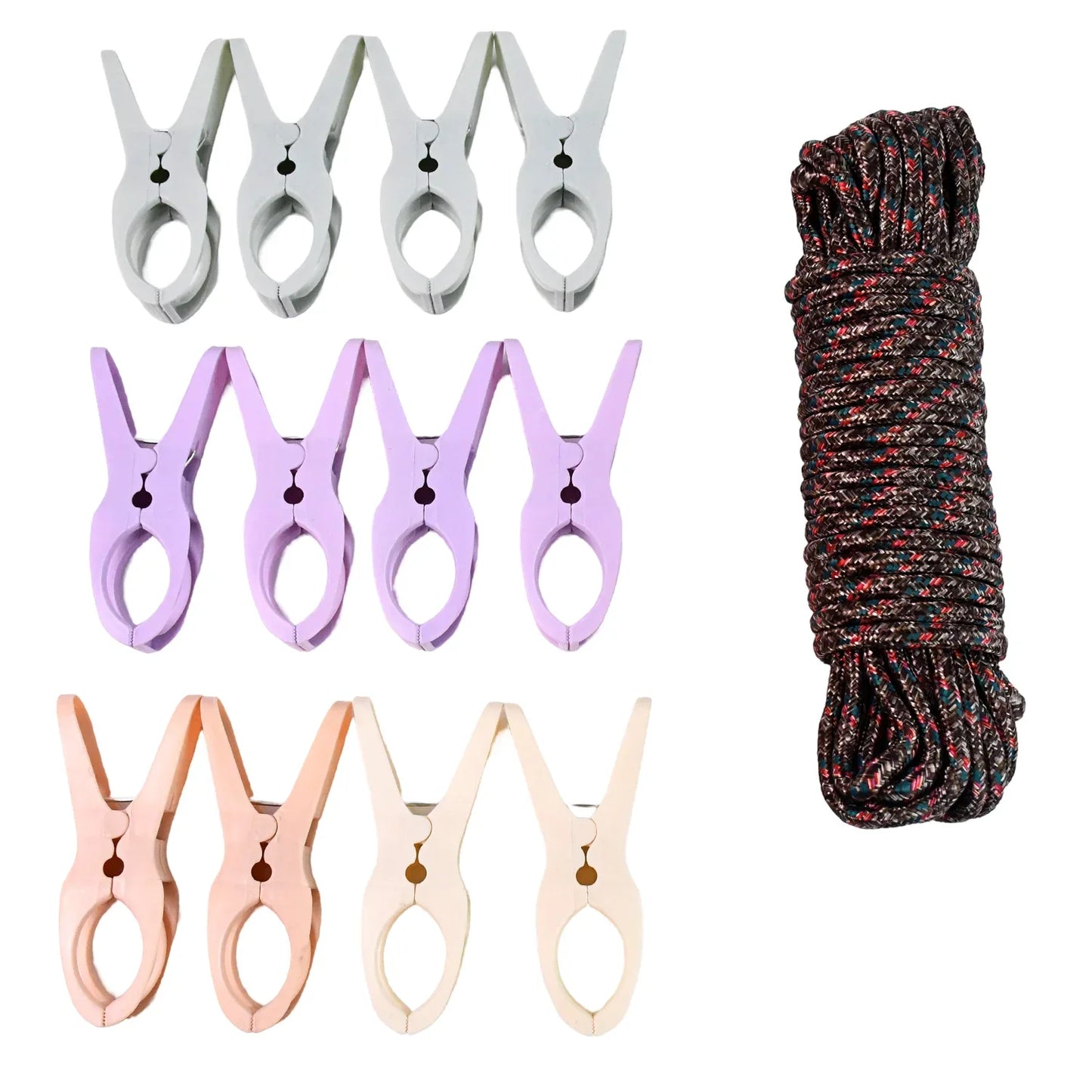 Cloth Drying Rope With Clips Convenient And Durable Hanging Solution (12 Pc) - Zidbik