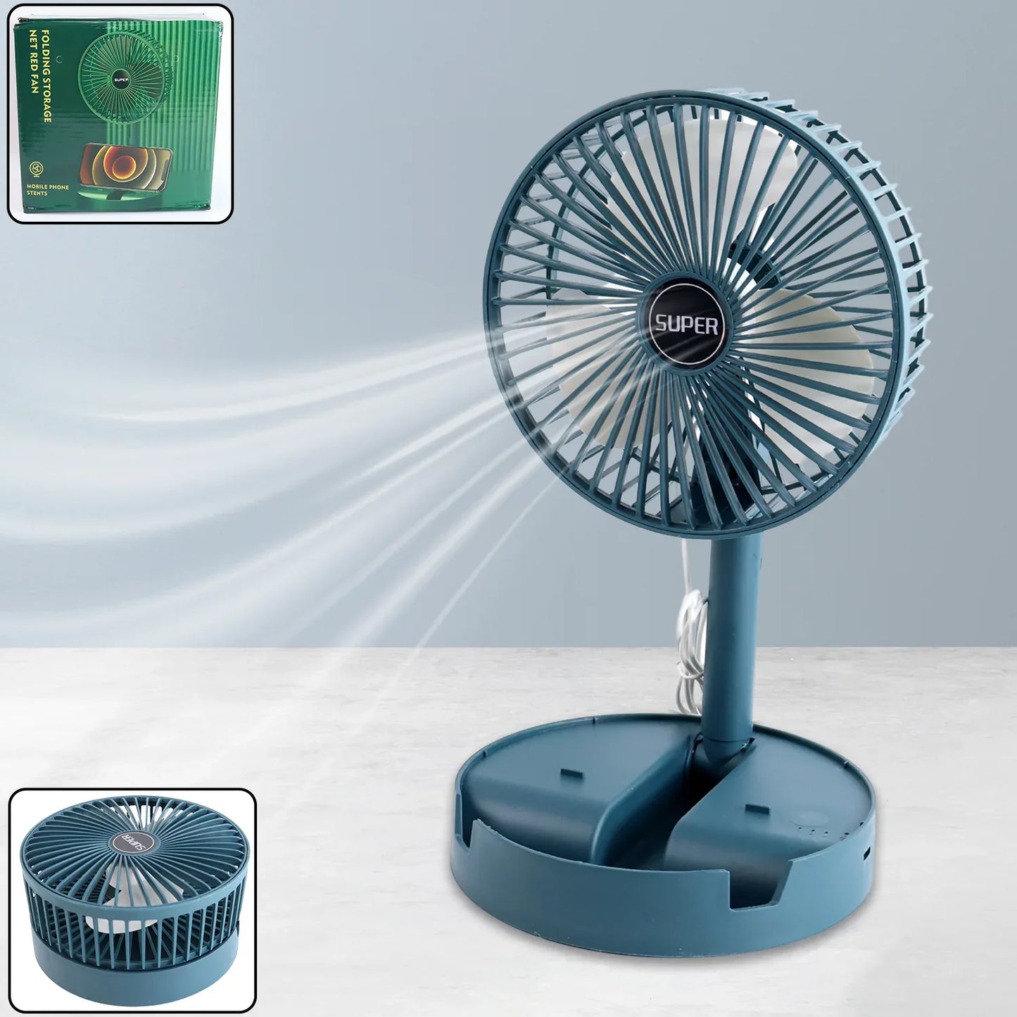 4642 Telescopic Electric Desktop Fan Height Adjustable Foldable Portable For Travelcarry Silent Table Top Personal Fan For Bedside Office Table (Battery Not Include) - Zidbik
