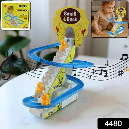 Lala Small Duck Climb Stairs Toy Roller Coaster With Flashing Lights Music (3 Ducks) - Zidbik