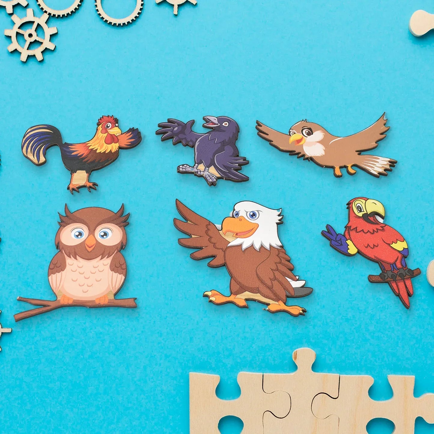 Wooden Bird Puzzle Learning Educational Board (1 Set 2820 Cm) - Zidbik