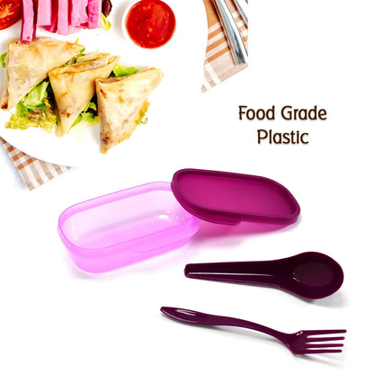 2453 Unbreakable Divine Leak Proof Plastic Lunch Box Food Grade Plastic Bpa-free 2 Containers With Spoon - Zidbik