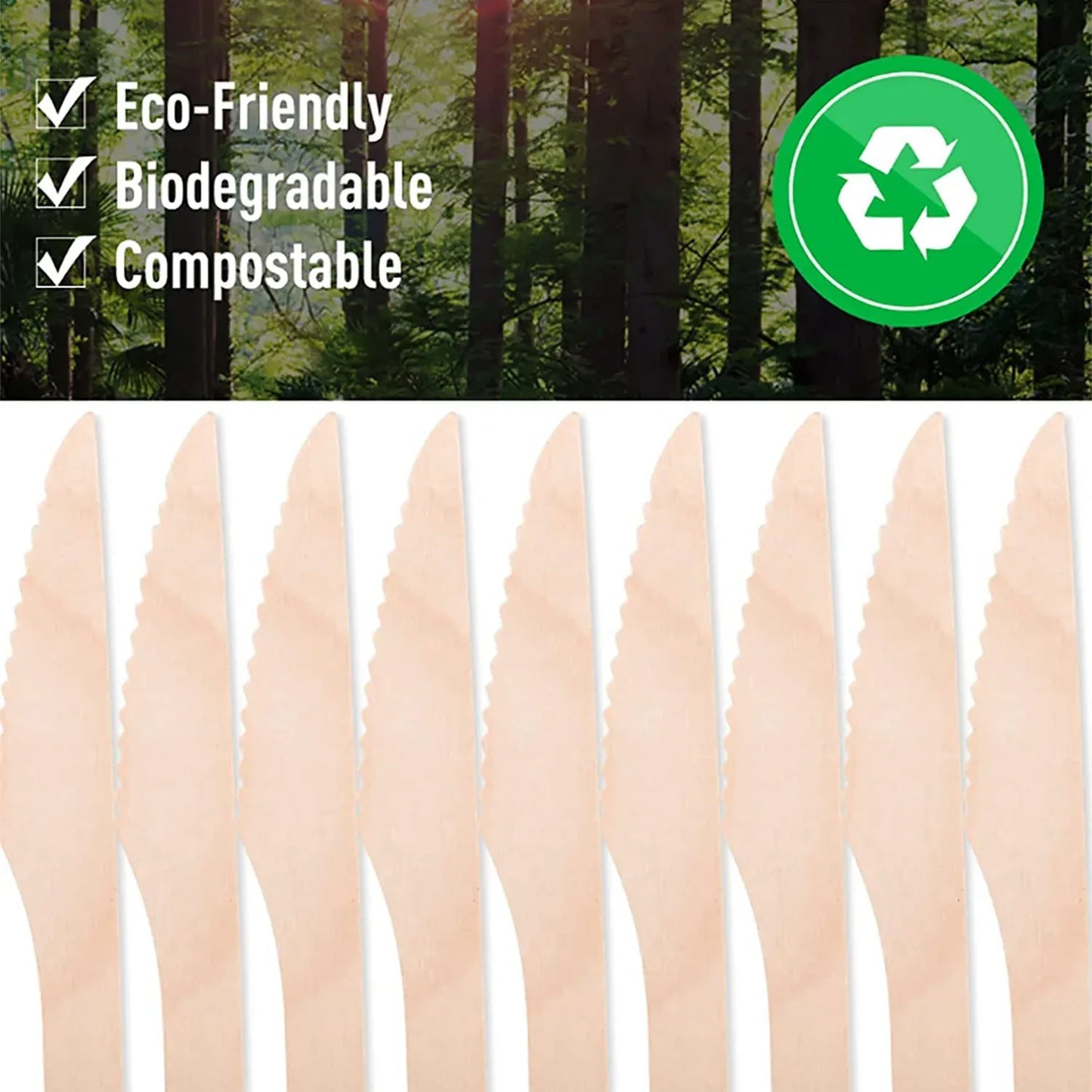 165mm Wooden Knife 30 Pcs Pack - Zidbik
