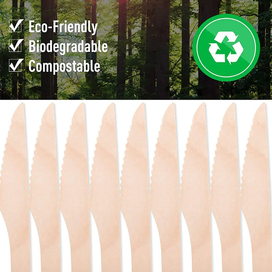 165mm Wooden Knife 30 Pcs Pack - Zidbik