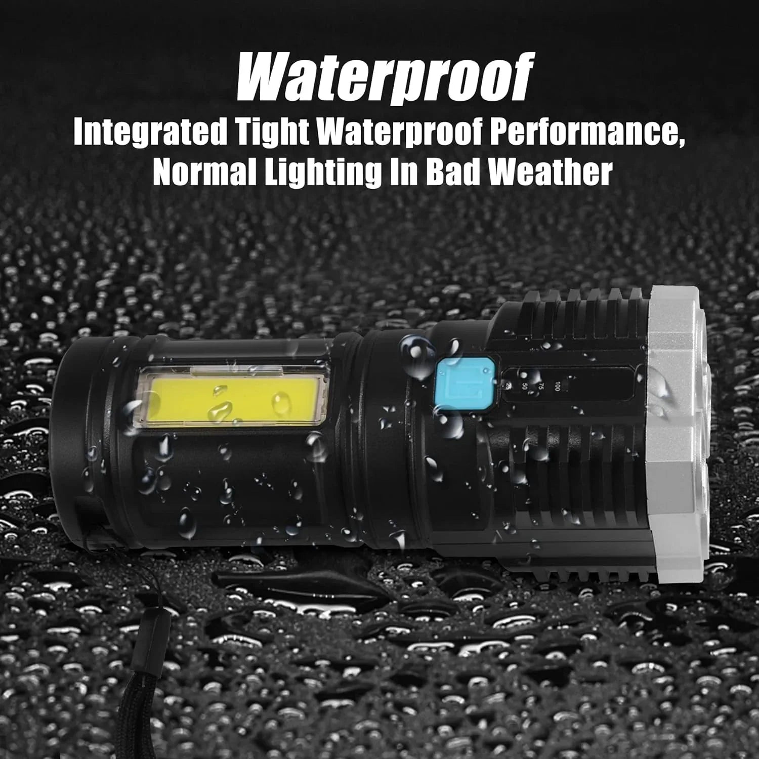 9370 Multifunctional Strong 4 Led Torch Light Portable Rechargeable Flashlight Long Distance Beam Range 800 Lumens Cob Light 4 Mode Emergency For Hiking Walking Camping (4 Led Torch) - Zidbik