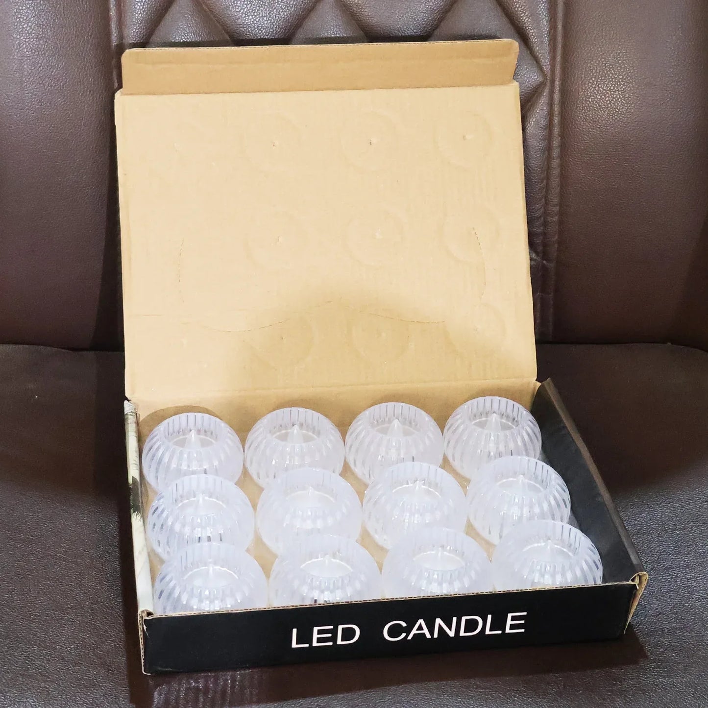 Set Of 12 Led Crystal-effect Flameless Smokeless Decorative Candles - Zidbik