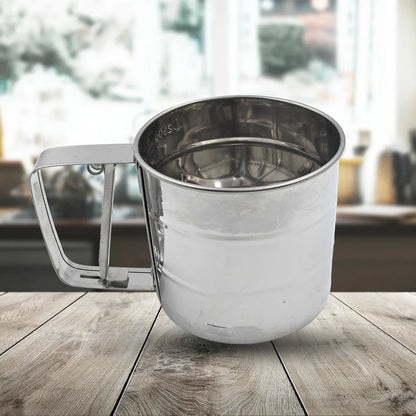 7021 Flour Sifter Stainless Steel Shaker Creation Baking Stainless Steel Shaker Sieve Cup Manual Flour Sifter With Measuring Scale Mark Flour Sifter Flour Sieve Multipurpose Handheld For Hotel For Kitchen Home - Zidbik