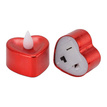 Heart Shaped Led Tea Light Candles (Mix Color 12 Pc) - Zidbik