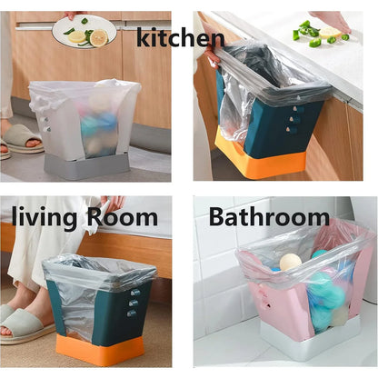 9451 Waste Bin Trash Can Waste Container Expandable Trash Can Plastic Trash Can Plastic Garbage Can Expandable Trash Bag Holder Large Capacity For Kitchen Bathroom Living Room Bedroom Outdoor (1 Pc) - Zidbik