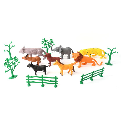 Animal Kingdom Plastic Toy Set For Kids (14 Pc) - Zidbik