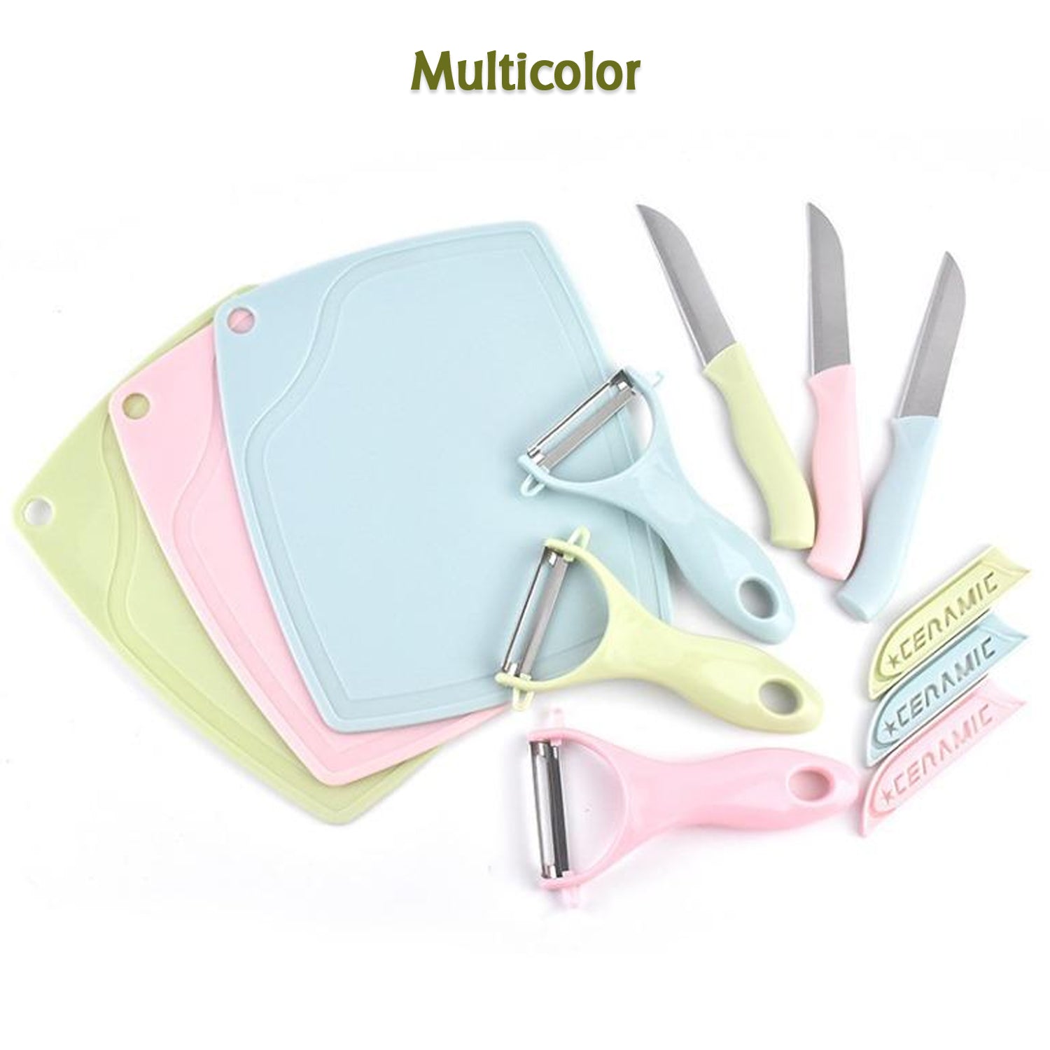 5207 Plastic Kitchen Peeler - Green  Classic Stainless Steel 3-piece Knife Set Combo - Zidbik