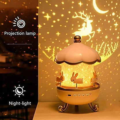 Bunnys Carousel Rotating Led Night Light - Zidbik