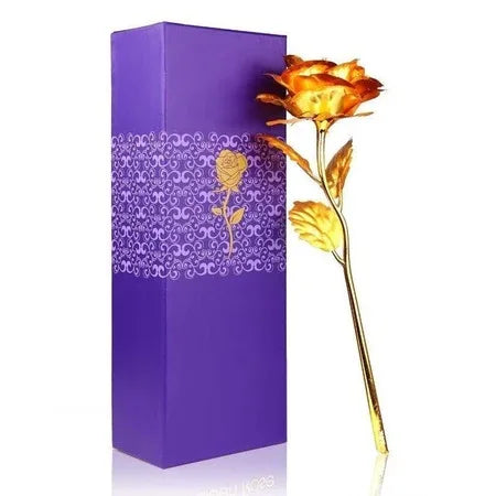 879 24k Artificial Golden Rosegold Red Rose With Gift Box (10 Inches) - Zidbik