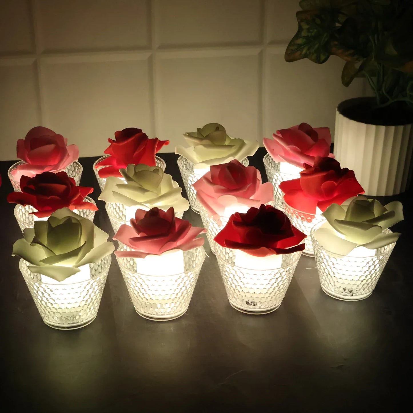 Rose Shaped Decorative Flameless Led Candles (12 Pc) - Zidbik