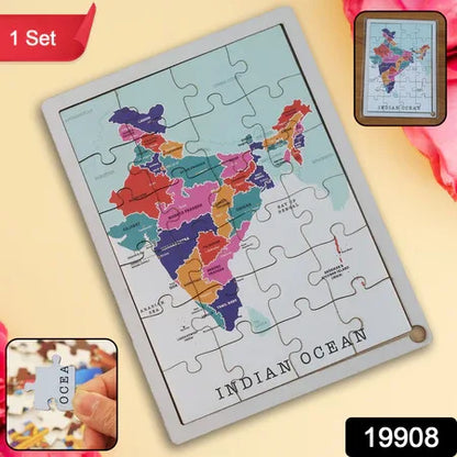 Wooden India Map Puzzle - (1 Set) - Zidbik