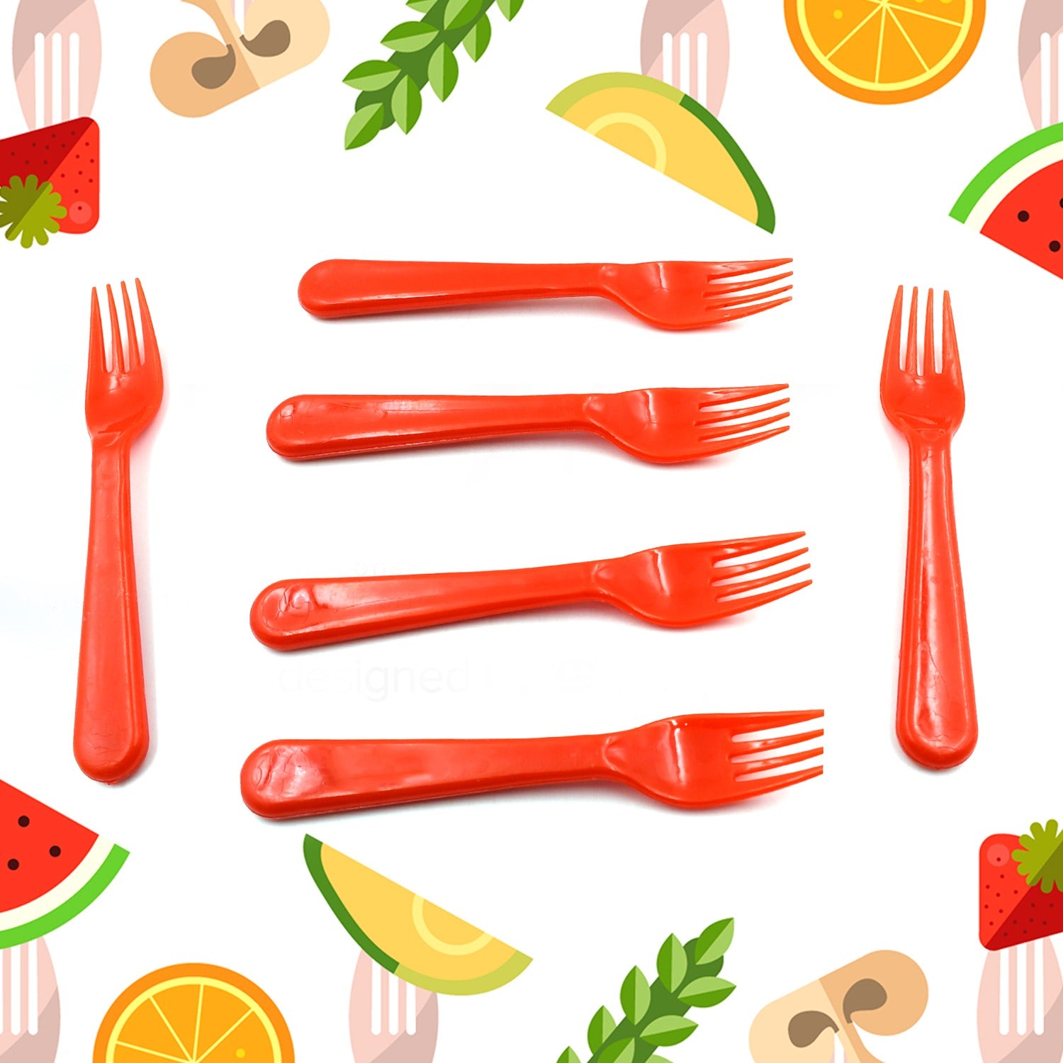 5968 Plastic Fork Spoon Fork Spoon Set Fruit Fork Spoon Set  Baby Fork Spoonvegetable Fork Spoon Plastic Salad Spoon Dessert Spoon (6pc Set) - Zidbik