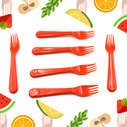 5968 Plastic Fork Spoon Fork Spoon Set Fruit Fork Spoon Set  Baby Fork Spoonvegetable Fork Spoon Plastic Salad Spoon Dessert Spoon (6pc Set) - Zidbik