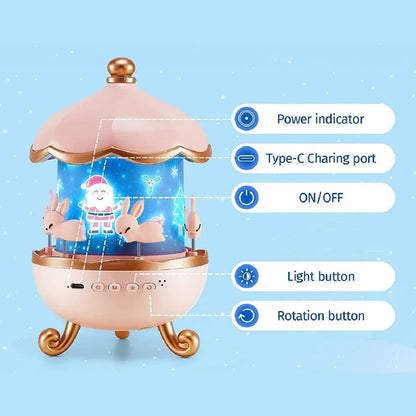 Bunnys Carousel Rotating Led Night Light - Zidbik