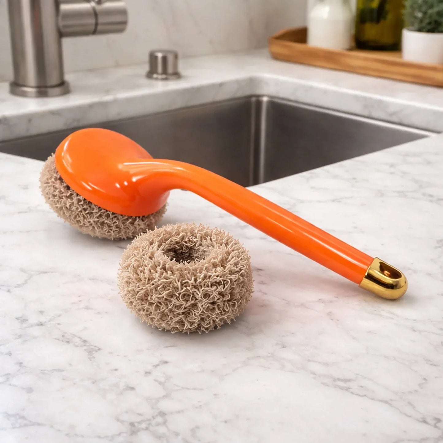 Heavy Duty Cleaning Scrubber Set With Long Handle (1 Set) - Zidbik