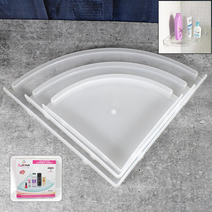 Bathroom Plastic Corner Shelf Rack Set For Wall Number Of Shelves (3 Pcs Set) - Zidbik