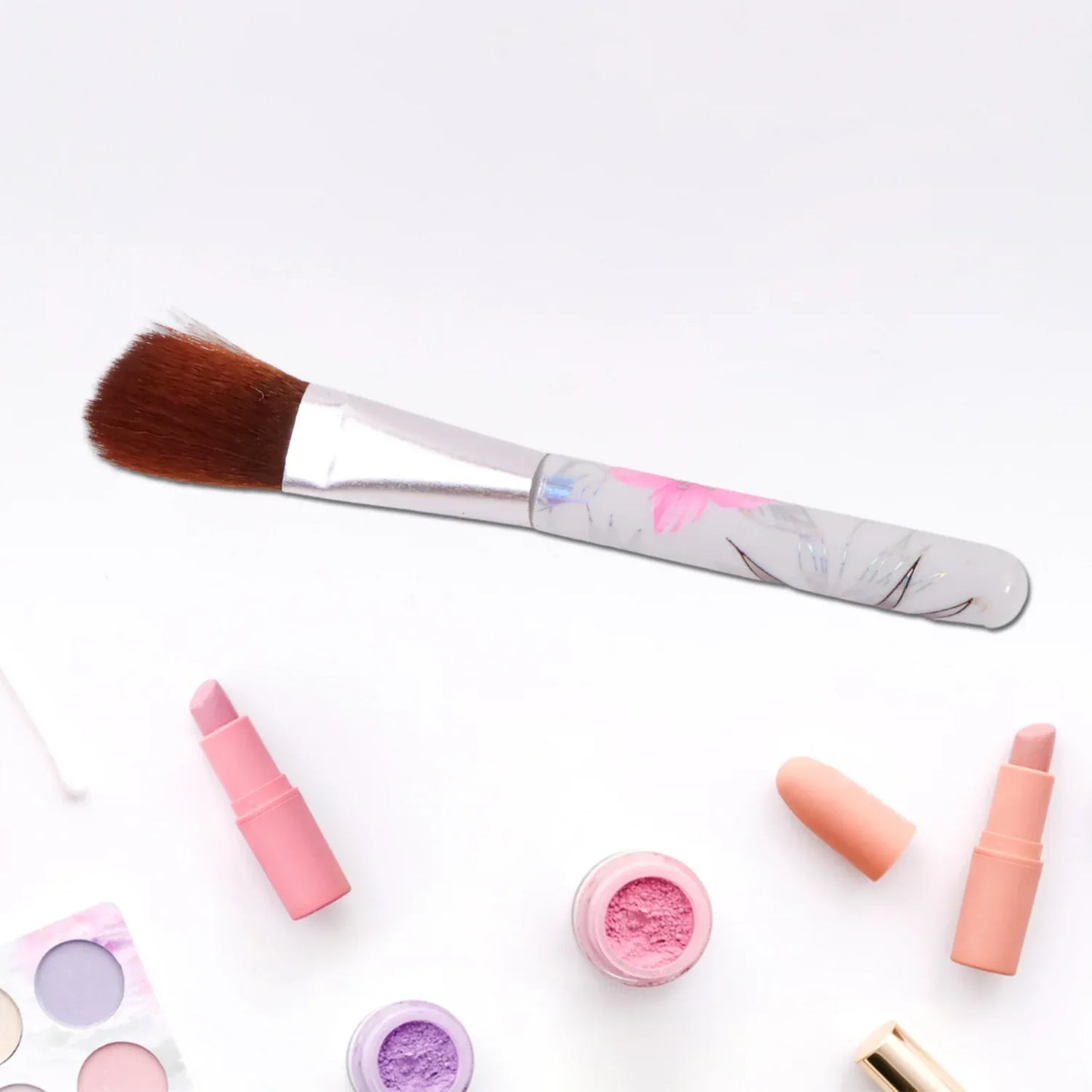 Floral Makeup Brush Set For Eyes Lips And Face (5 Pc) - Zidbik