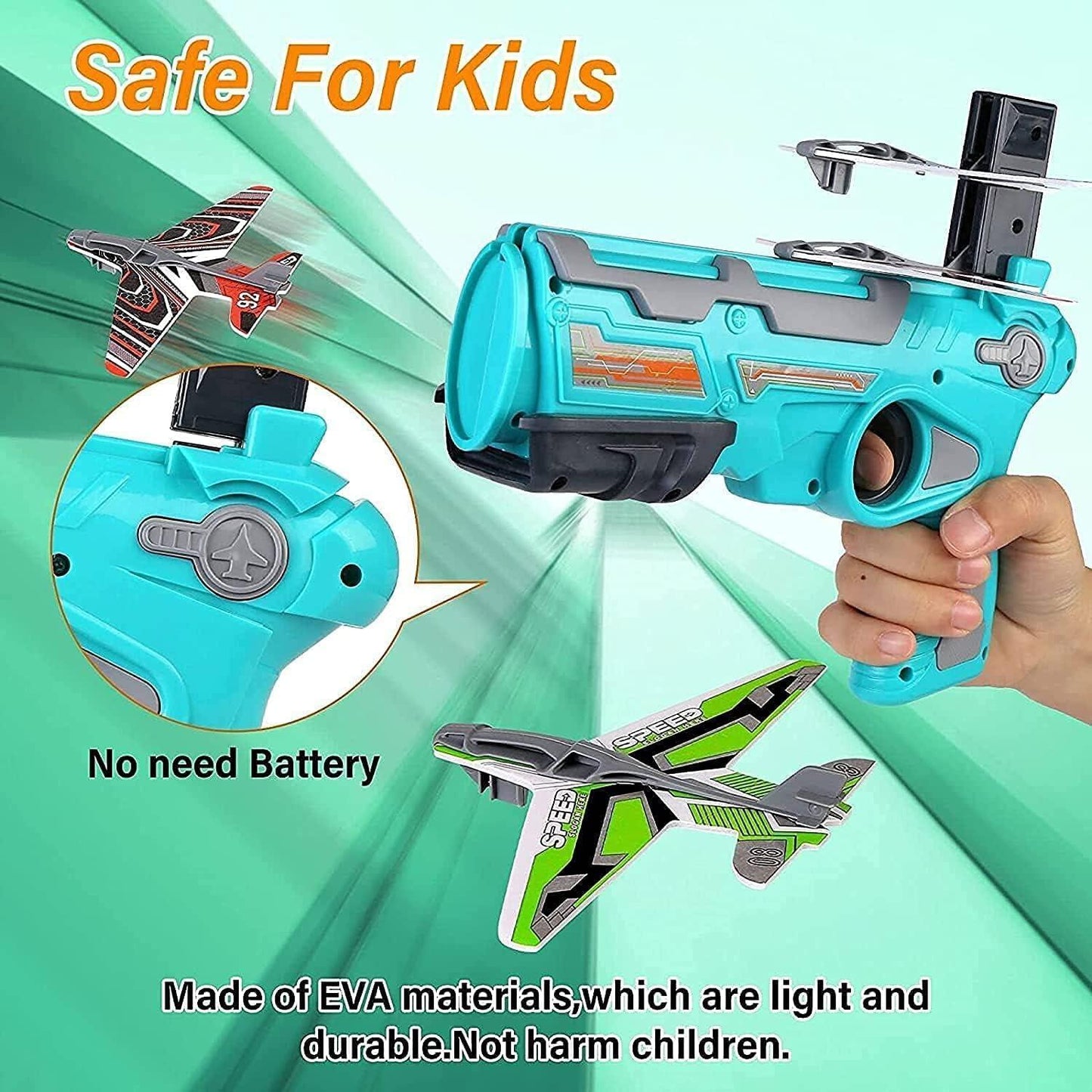 4710 Airplane Launcher Gun Toy With Foam Glider Planes Outdoor Games For Children Best Aeroplane Toys For Kids Air Battle Gun Toys ( 5 Plane Include ) - Zidbik