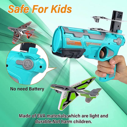 4710 Airplane Launcher Gun Toy With Foam Glider Planes Outdoor Games For Children Best Aeroplane Toys For Kids Air Battle Gun Toys ( 5 Plane Include ) - Zidbik