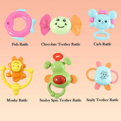 Play Cart Tiny Joys Rattle Toy Set 6-in-1 Baby Rattles - Zidbik
