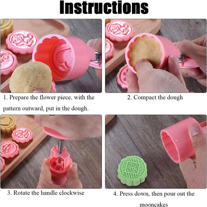Multipurpose Cookie Biscuit Stamp Mold Set With Press Handle - Zidbik