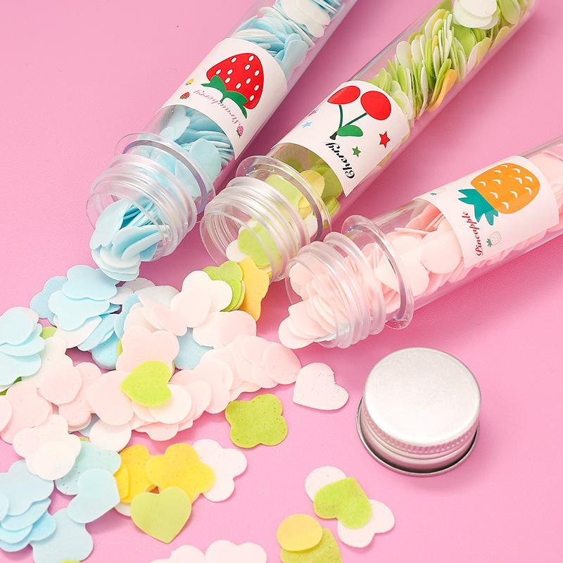 1319 Portable Hand Washing Bath Flower Shape Paper Soap Strips In Test Tube Bottle - Zidbik