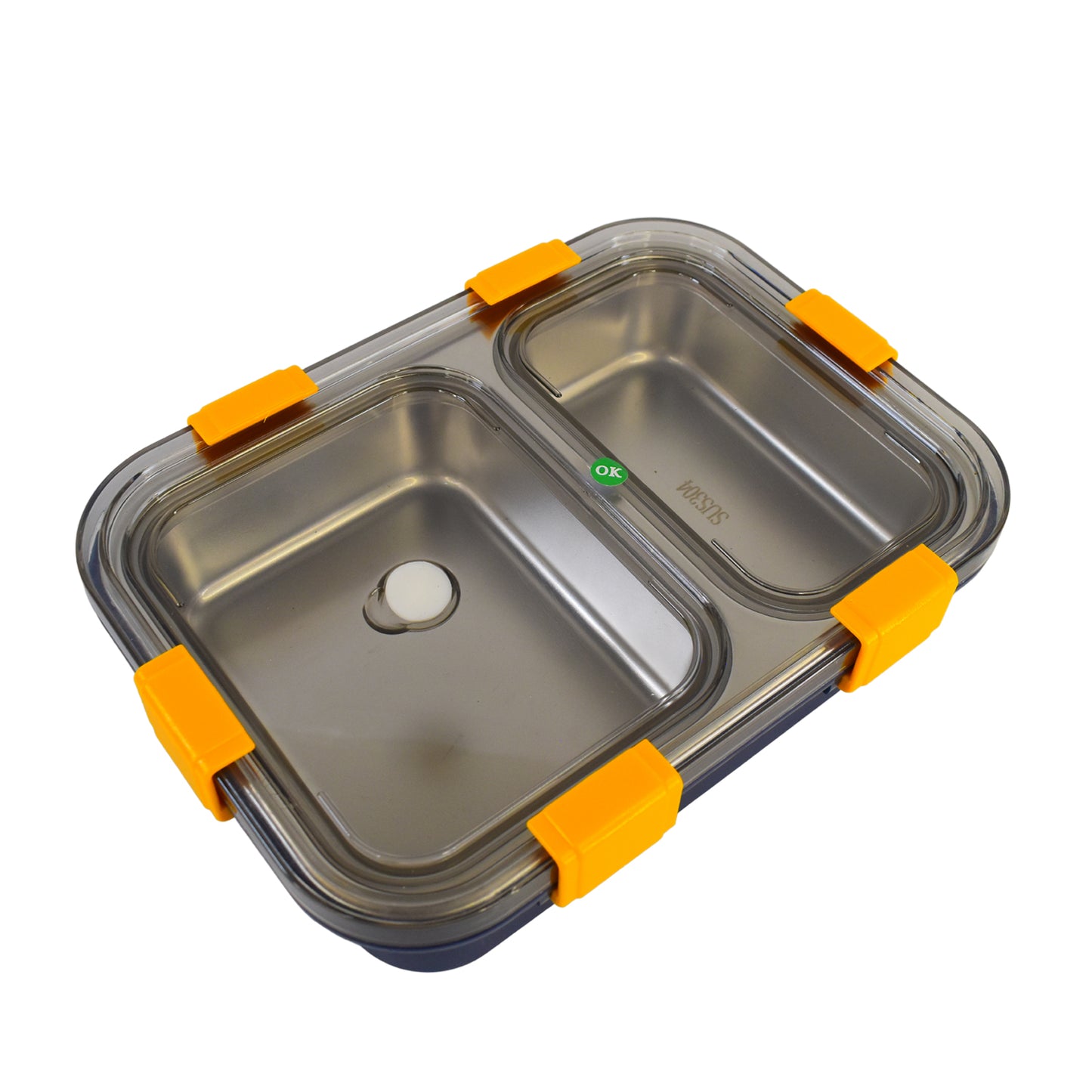 Stainless Steel Lunch Box 2 Section Lunch Box With Spoon - Zidbik
