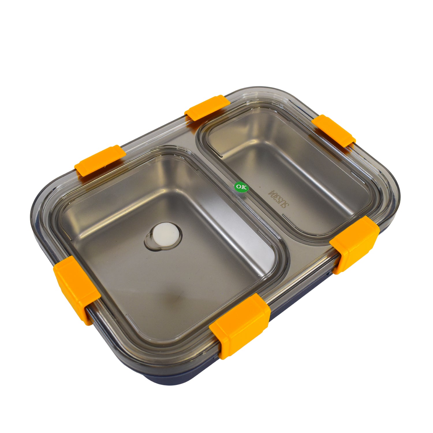 Stainless Steel Lunch Box 2 Section Lunch Box With Spoon - Zidbik