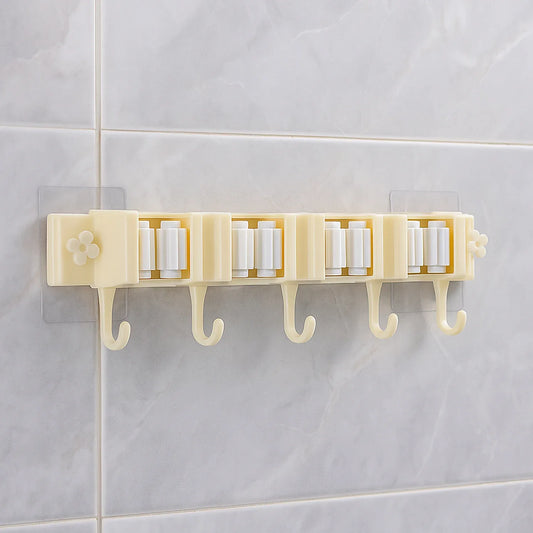 Self-adhesive Wall-mount Broom Mop Holder Rack - Zidbik
