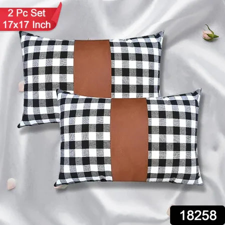 Pillow Covers Leather Cotton Cushion Covers (17 17 Inch 1 Pair 2 Pc) - Zidbik