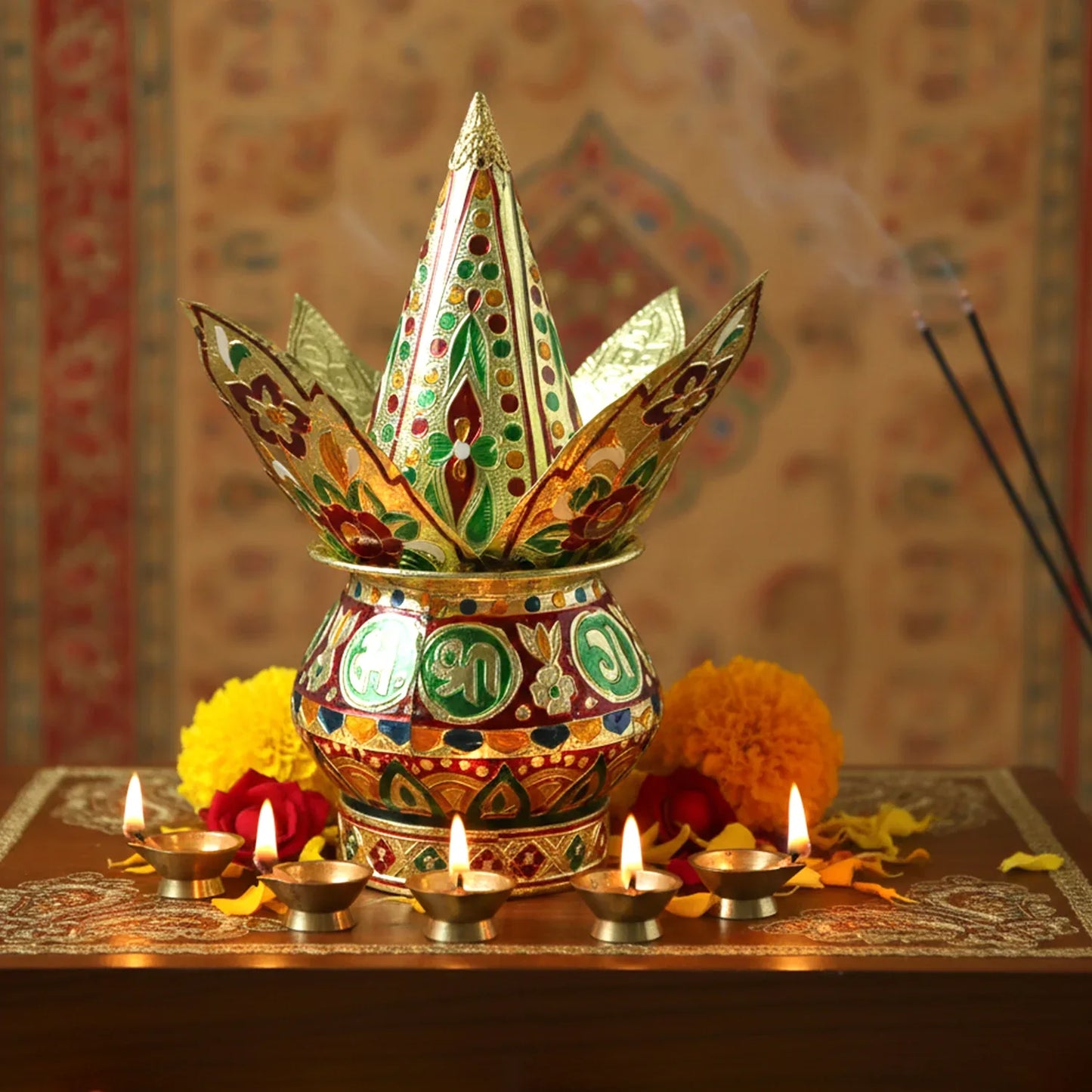 Traditional Decorative Pooja Kalash (1 Set) - Zidbik
