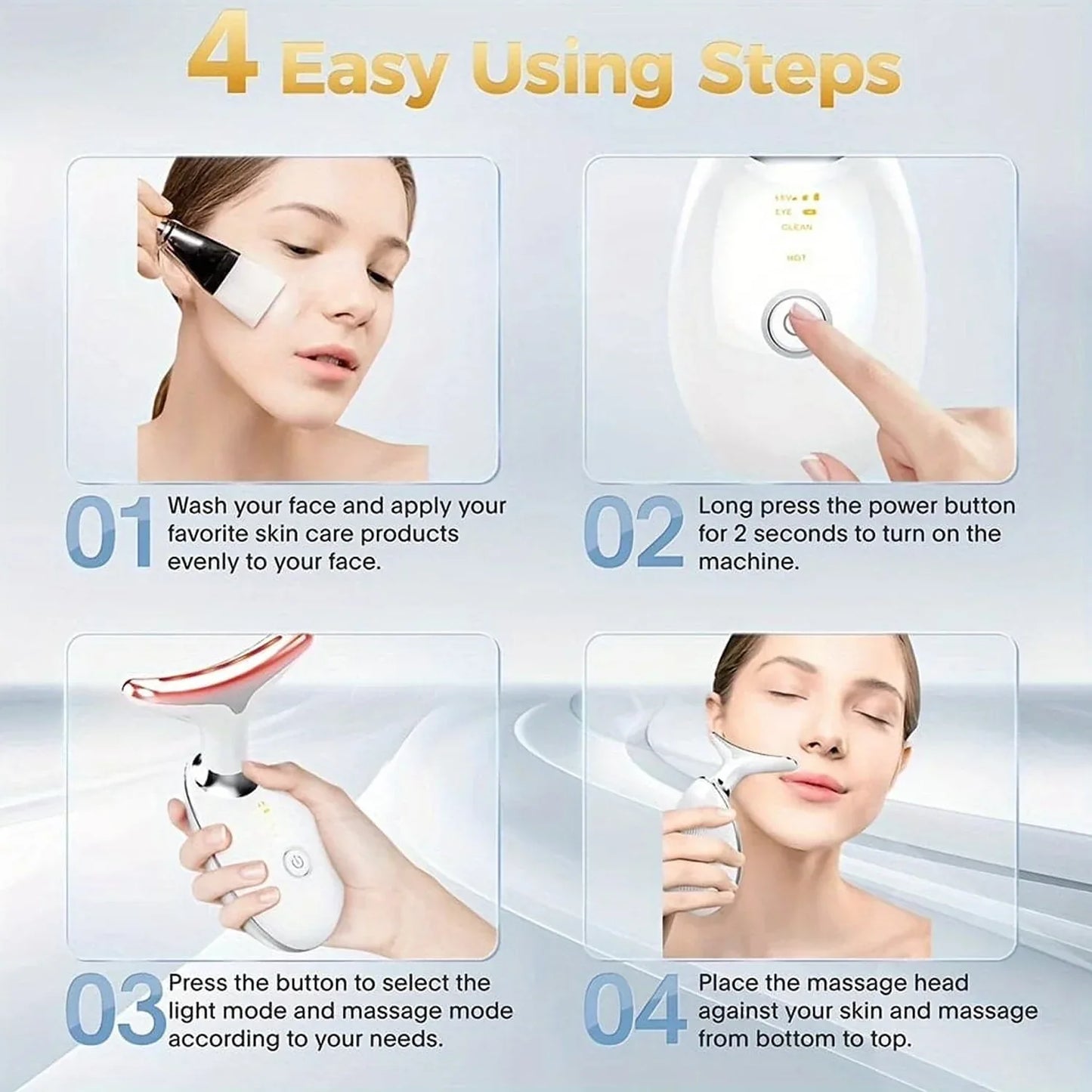 Electric Face Massager Wrinkle Remover Led Photon Face Beauty Device (1 Pc) - Zidbik
