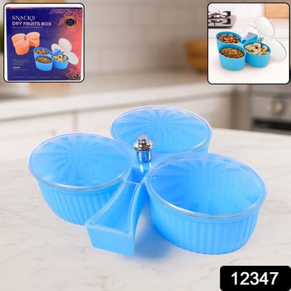 Premium 3-compartment Revolving Dry Fruit Box (1 Pc) - Zidbik