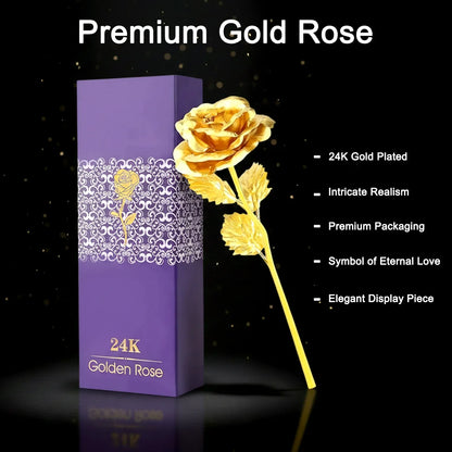 Luxury Decorative Gold Plated Artificial Golden Rose With Premium Box - Zidbik