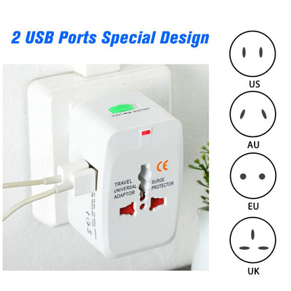 12671 All-in-one Universal Worldwide Travelling Ac Adaptor Plug (Au  Uk  Us  Eu) International Power Charger Electric Usb Power Plug Socket Adapter Converter (1 Pc) - Zidbik