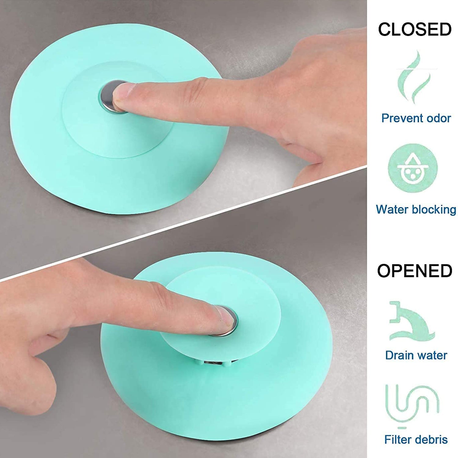 Creative 2-in-1 Light Green Silicone Sewer Sink Sealer Cover Drainer (Multicolour) - Zidbik