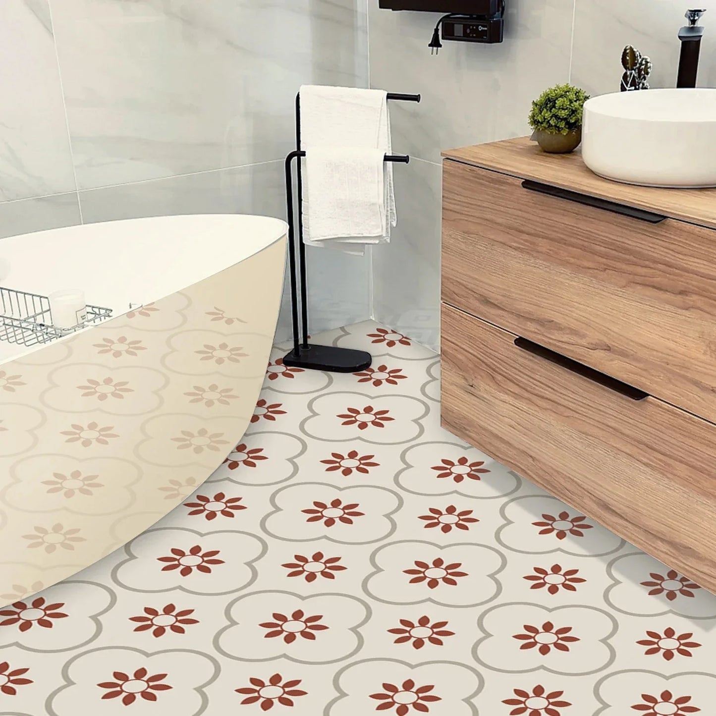 Peel And Stick Floor Tiles Kitchen Bathroom Backsplash Sticker Detachable Waterproof Diy Tile Stickers For Wall Decoration Tiles Home Decoration (8x8 Inch 1 Pc Tiles) - Zidbik