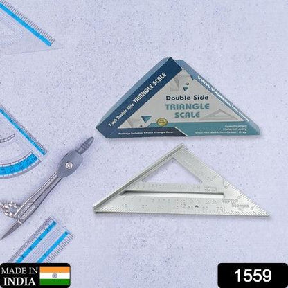 1559 Double Side Scale Triangle Measurement Hand Tool 45 Degree Triangle Ruler Home For Industry Aluminum Alloy Rafter Square 7-inch Length - Zidbik