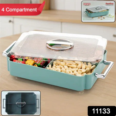 4 Compartment Multipurpose Plastic Food Storage Container (1 Pc) - Zidbik