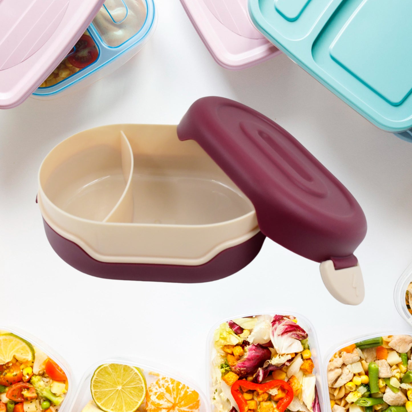 Airtight Food Grade Tiffin Box With 2 In 1 Spoon And 2 Compartment - Zidbik