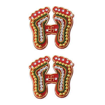 Decorative Laxmi Charan Paduka Sticker Set (Pack Of 2 Pc) - Zidbik